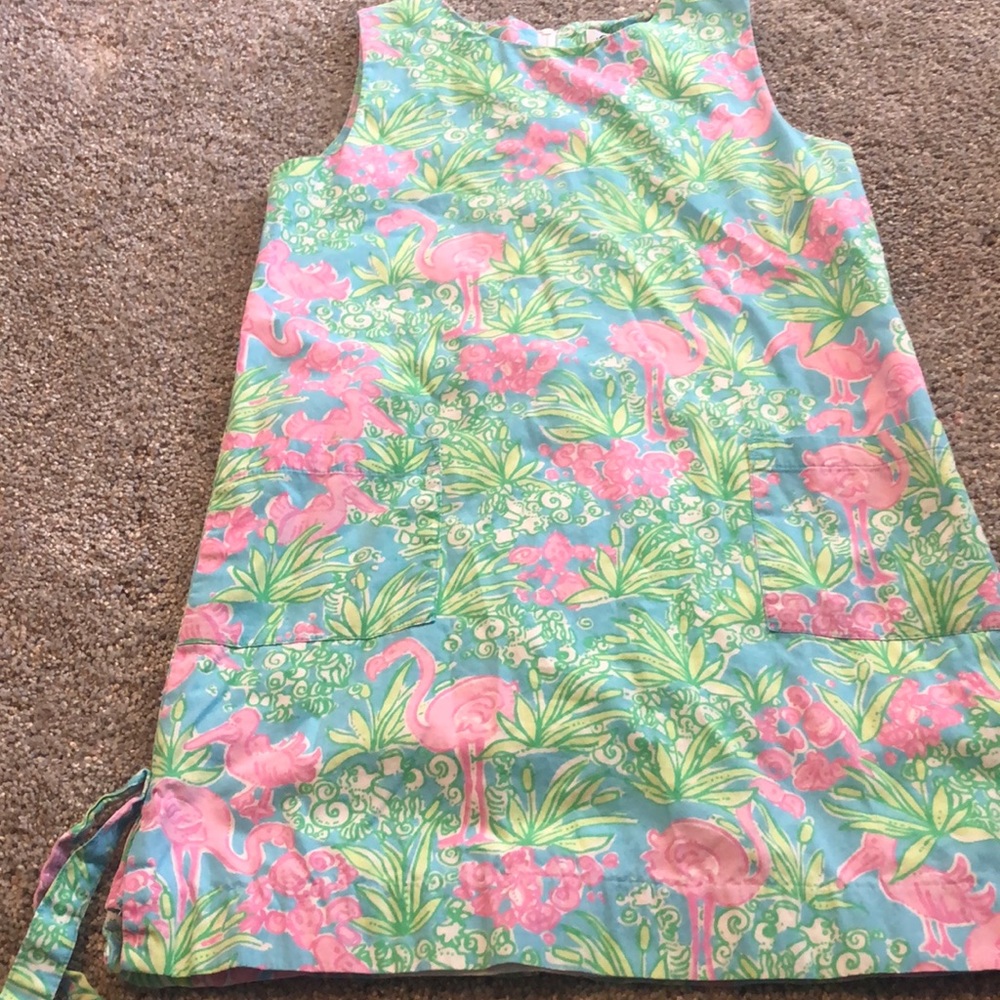 Lily Pulitzer shift dress girls size 7 flamingo